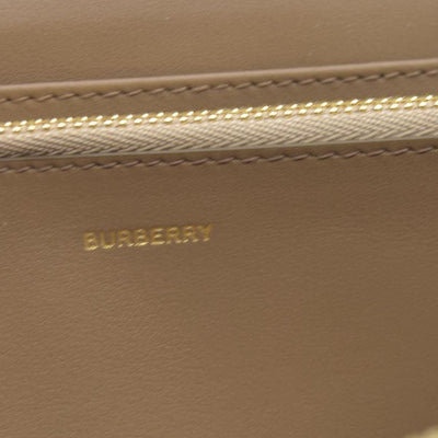 $680 CONSIGNMENT Burberry Vintage Check Cotton & Leather Zip-Around Wallet