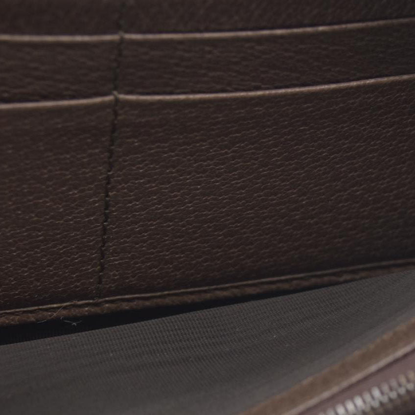 $850 CONSIGNMENT Gucci  Monogram Jumbo GG Textured Dollar Calfskin Diana Zip Around Continental Wallet Camel Ebony New Acero