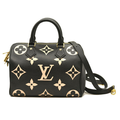 LOUIS VUITTON  Empreinte Monogram Giant Speedy Bandouliere 25 Black Beige RFID