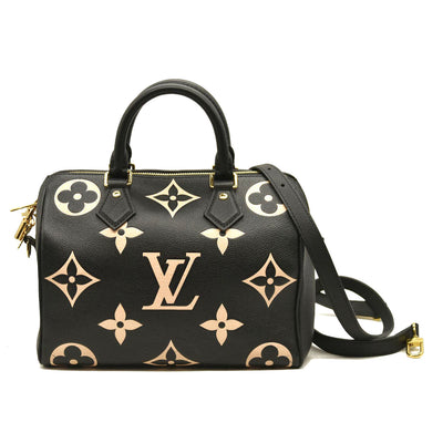 LOUIS VUITTON  Empreinte Monogram Giant Speedy Bandouliere 25 Black Beige RFID