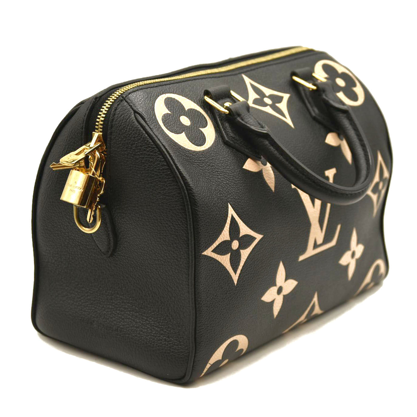 LOUIS VUITTON  Empreinte Monogram Giant Speedy Bandouliere 25 Black Beige RFID