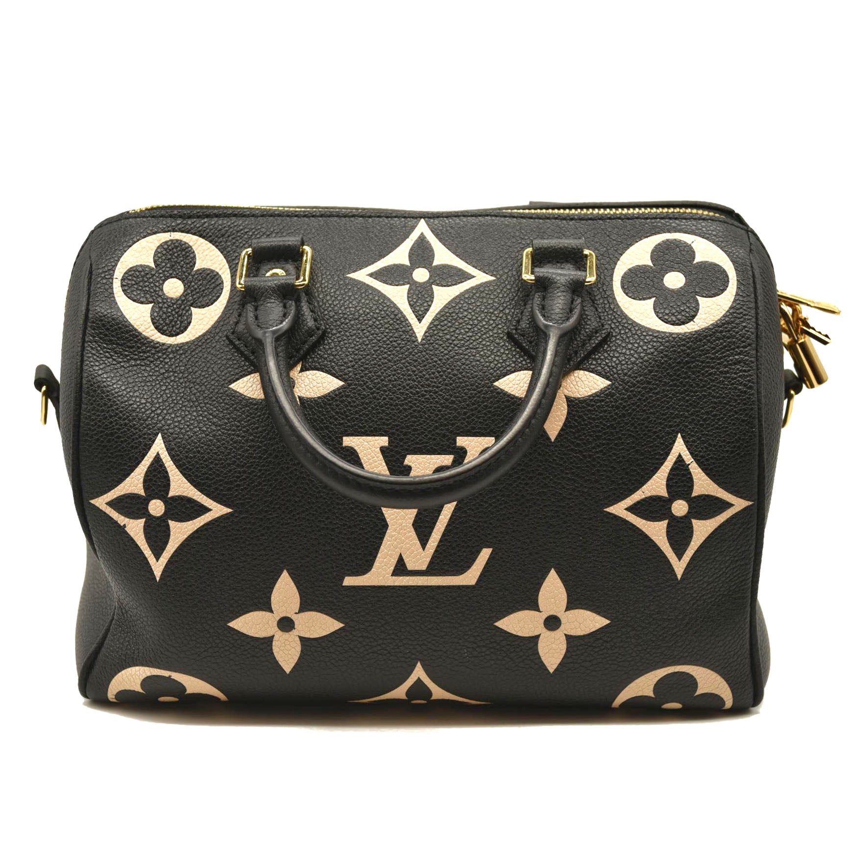 LOUIS VUITTON  Empreinte Monogram Giant Speedy Bandouliere 25 Black Beige RFID