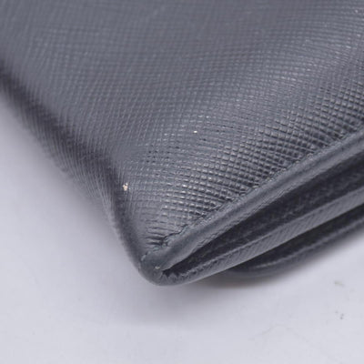 $780 PRADA Saffiano Metal Continental Flap Wallet Nero CONSIGNMENT 10021171
