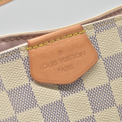 $1980 Louis Vuitton Graceful PM Rose Ballerine White Damier Azur Canvas Tote RFID