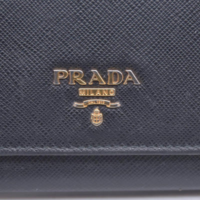 $780 PRADA Saffiano Metal Continental Flap Wallet Nero CONSIGNMENT 10021171