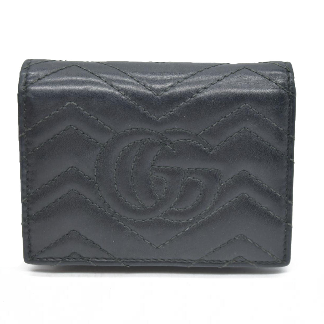 $580 CONSIGNMENT Gucci GG Marmont Quilted Bifold Compact Wallet Black