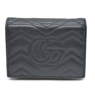 $580 CONSIGNMENT Gucci GG Marmont Quilted Bifold Compact Wallet Black