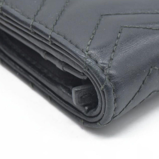 $580 CONSIGNMENT Gucci GG Marmont Quilted Bifold Compact Wallet Black