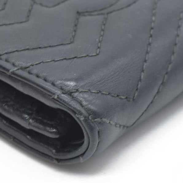 $580 CONSIGNMENT Gucci GG Marmont Quilted Bifold Compact Wallet Black