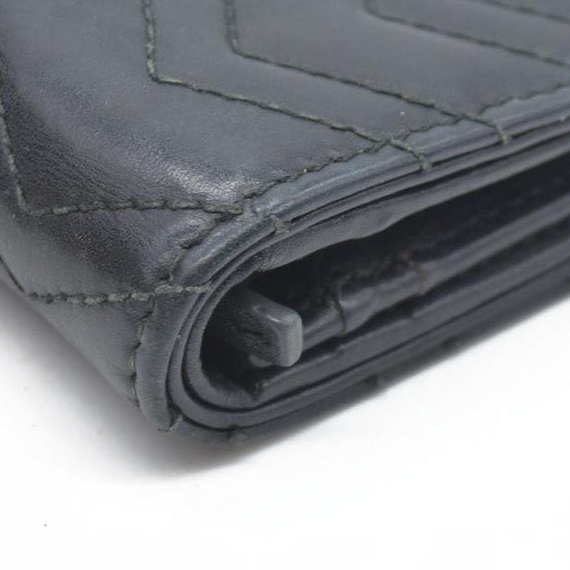 $580 CONSIGNMENT Gucci GG Marmont Quilted Bifold Compact Wallet Black