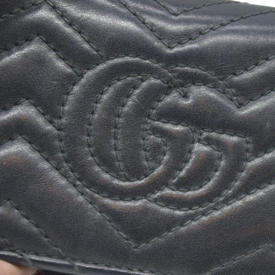 $580 CONSIGNMENT Gucci GG Marmont Quilted Bifold Compact Wallet Black