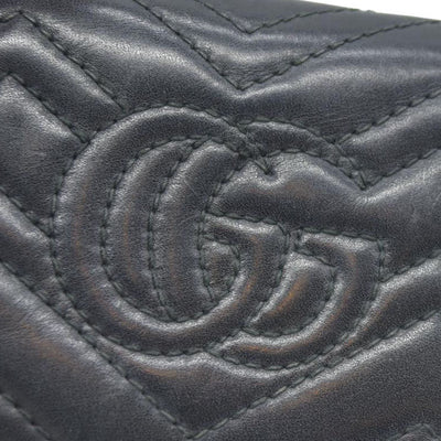 $580 CONSIGNMENT Gucci GG Marmont Quilted Bifold Compact Wallet Black