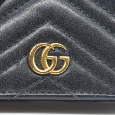 $580 CONSIGNMENT Gucci GG Marmont Quilted Bifold Compact Wallet Black