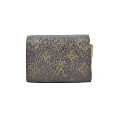 $435 Louis Vuitton Monogram Porte Monnaie Plat Coin Purse Wallet Brown MI1802