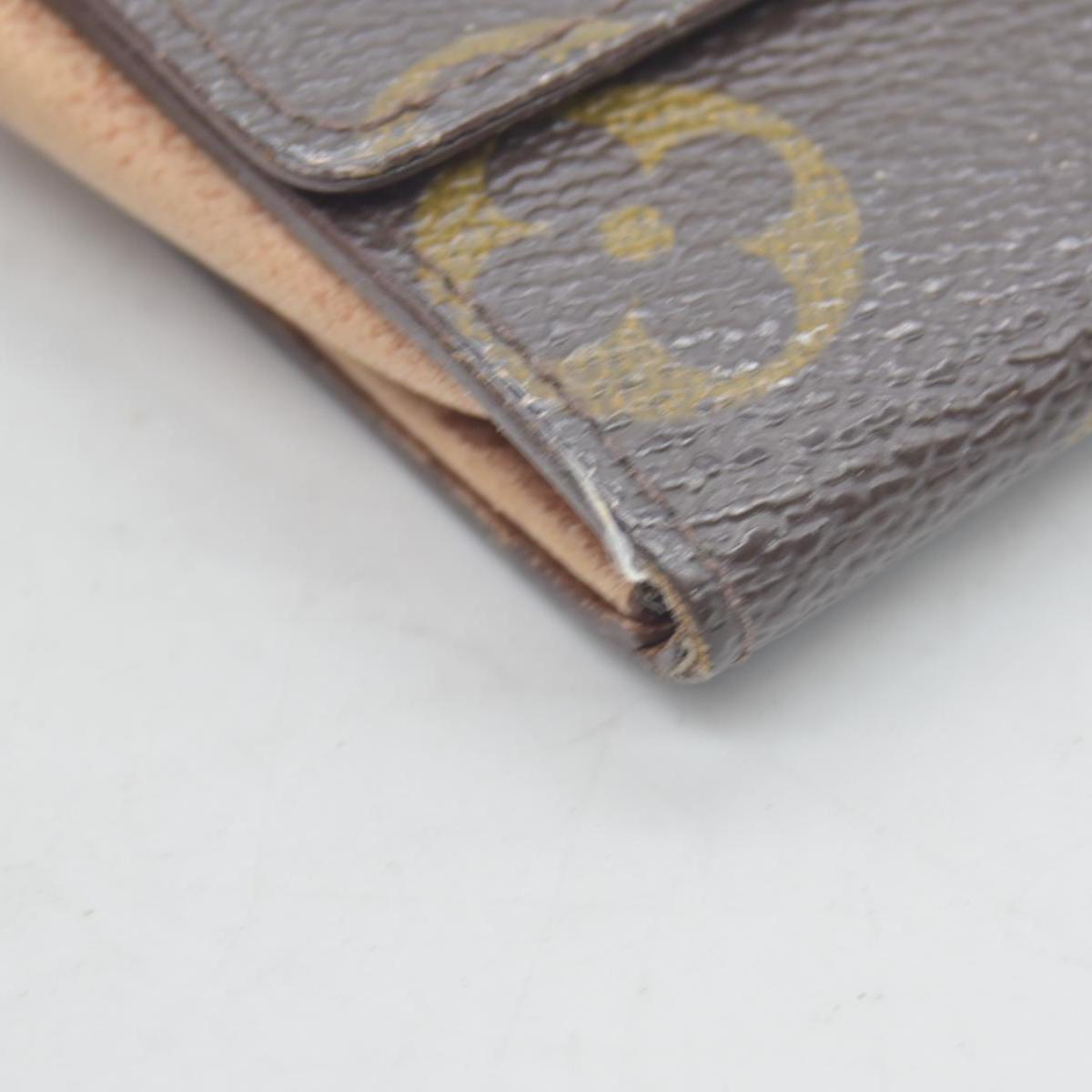 $435 Louis Vuitton Monogram Porte Monnaie Plat Coin Purse Wallet Brown MI1802