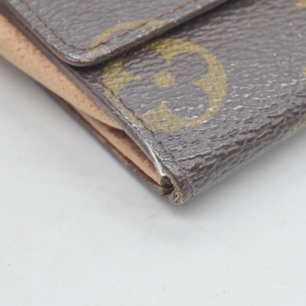 $435 Louis Vuitton Monogram Porte Monnaie Plat Coin Purse Wallet Brown MI1802