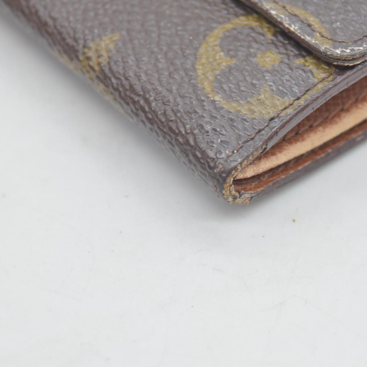$435 Louis Vuitton Monogram Porte Monnaie Plat Coin Purse Wallet Brown MI1802