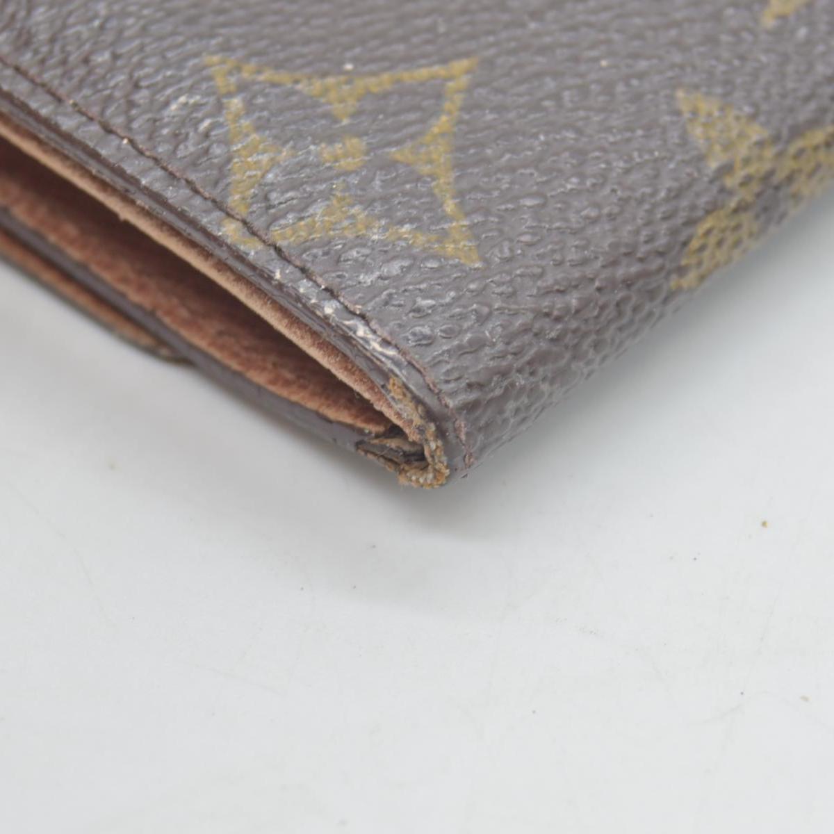 $435 Louis Vuitton Monogram Porte Monnaie Plat Coin Purse Wallet Brown MI1802