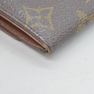 $435 Louis Vuitton Monogram Porte Monnaie Plat Coin Purse Wallet Brown MI1802