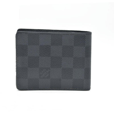 $545 CONSIGNMENT LOUIS VUITTON Damier Graphite Portefeuille Multiple Bifold Wallet Black SP0136
