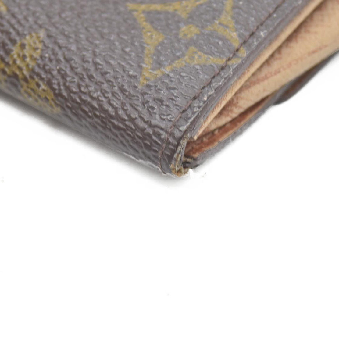 $435 Louis Vuitton Monogram Porte Monnaie Plat Coin Purse Wallet Brown MI1802