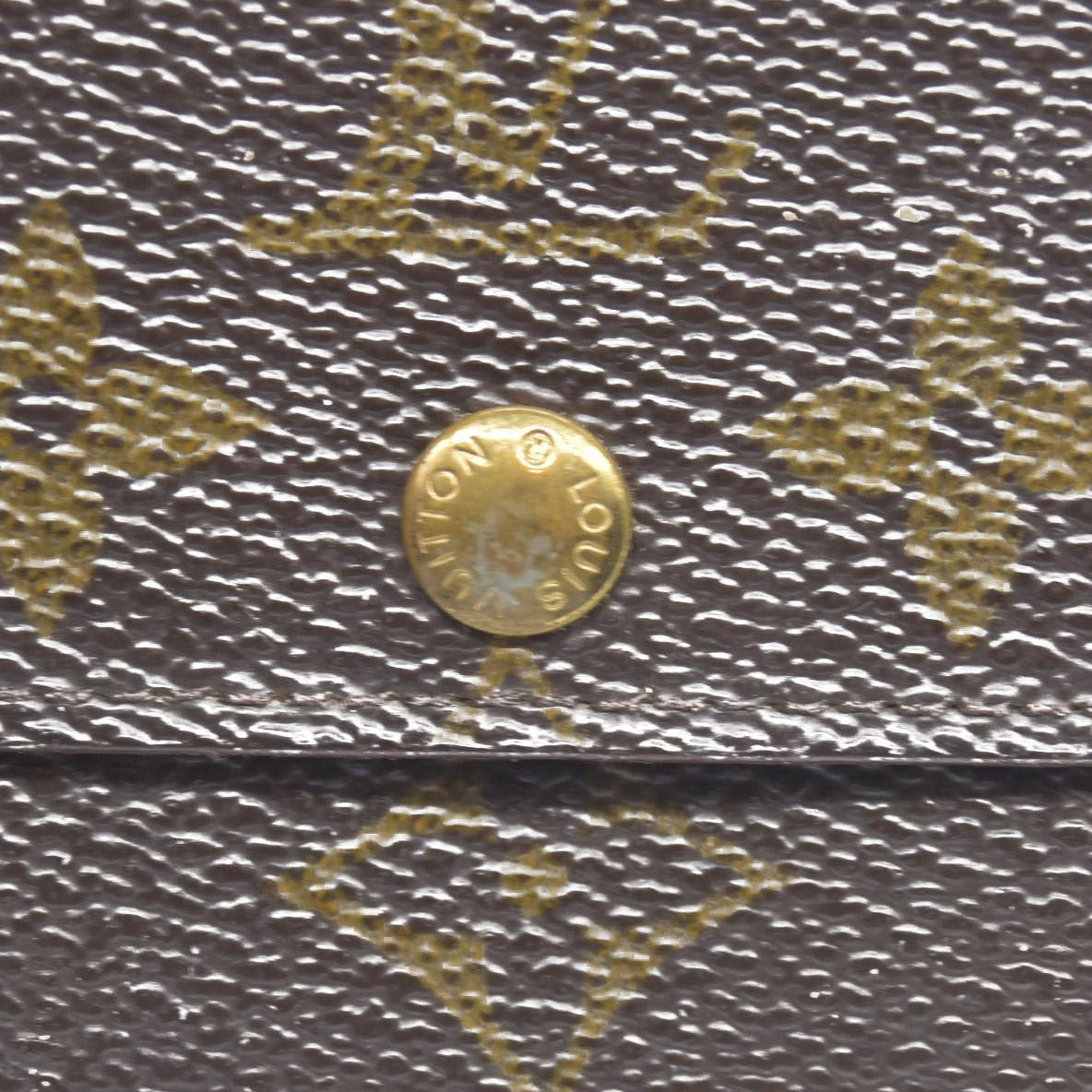 $435 Louis Vuitton Monogram Porte Monnaie Plat Coin Purse Wallet Brown MI1802