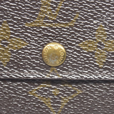 $435 Louis Vuitton Monogram Porte Monnaie Plat Coin Purse Wallet Brown MI1802