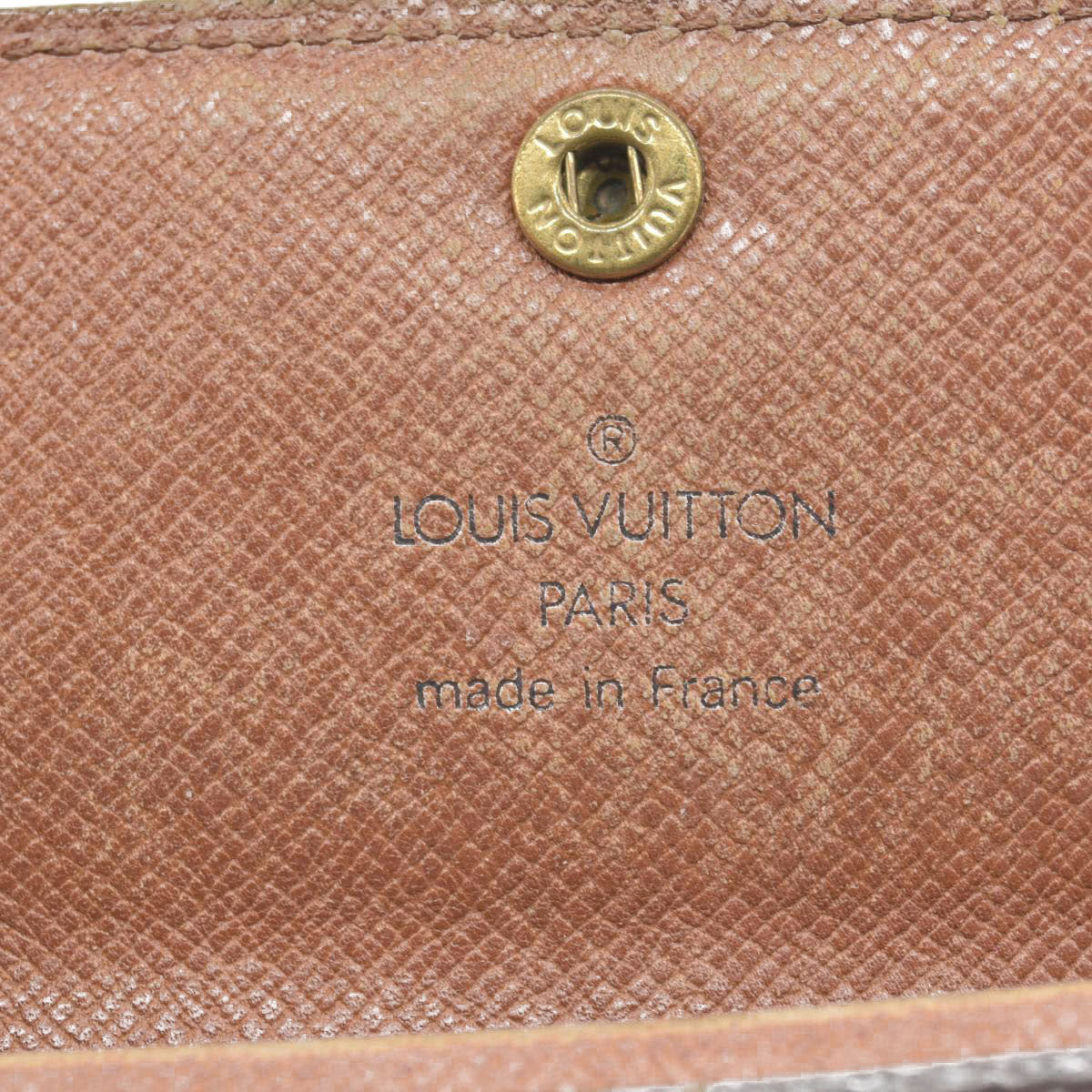 $435 Louis Vuitton Monogram Porte Monnaie Plat Coin Purse Wallet Brown MI1802