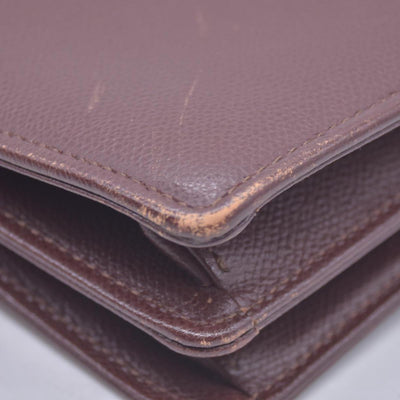 $850 SAINT LAURENT Textured Leather Push Lock Clutch Document Case Burgundy CONSIGNMENT 10021193