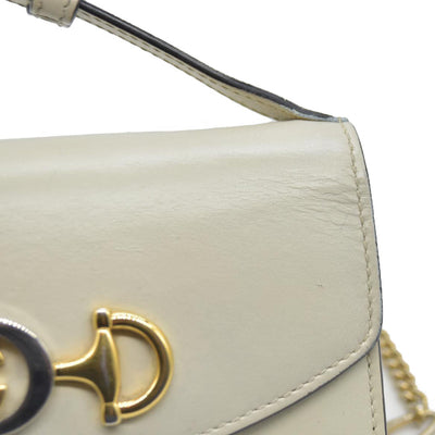 $1980 Gucci Cream Zumi Top Handle Chain Flap Interlocking G Horsebit