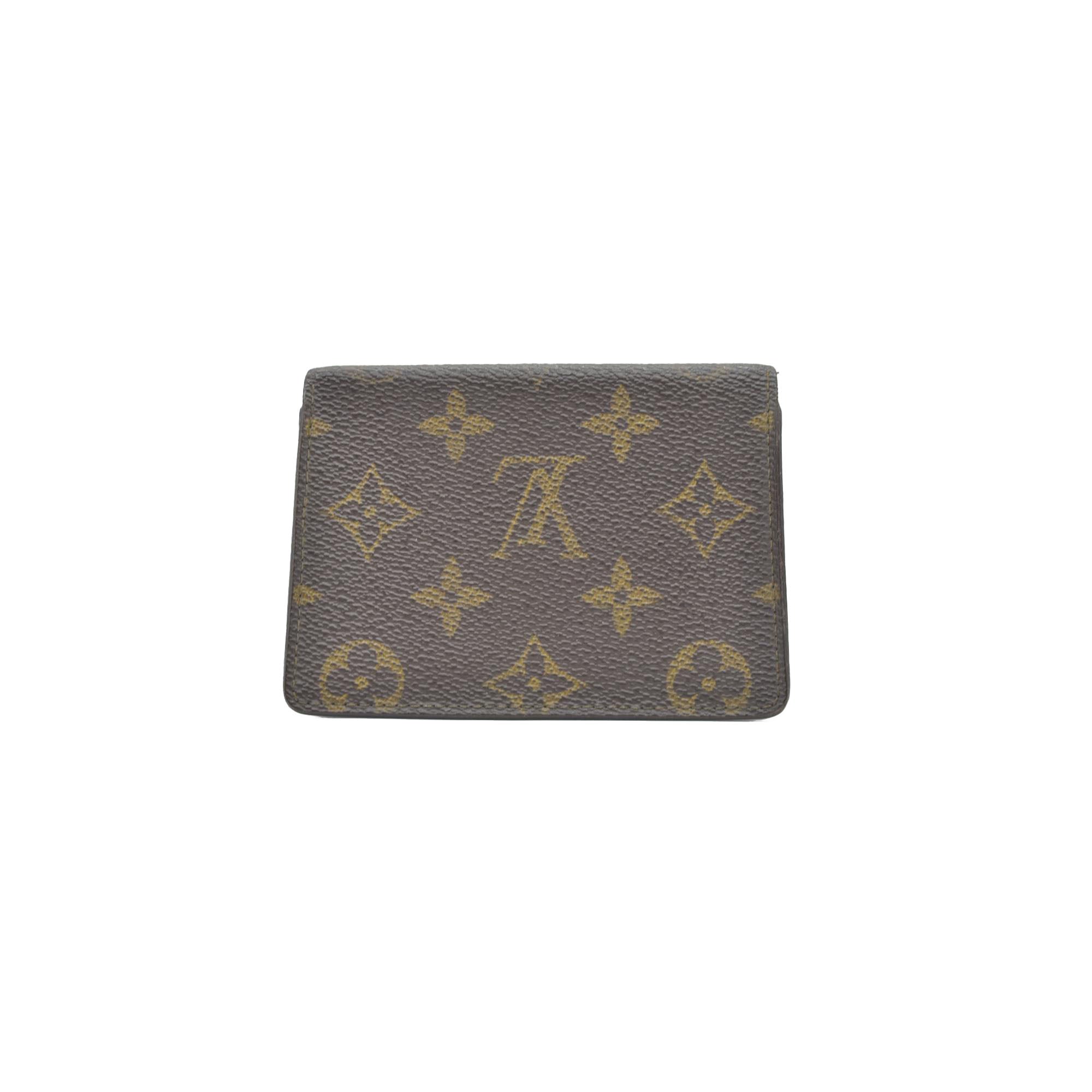 $535 1987 Louis Vuitton Monogram Porte 2 Cartes Vertical Pass Card Case 872AN