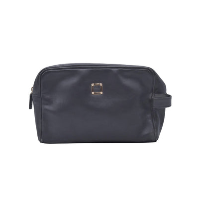 $650 LOEWE Smooth Calfskin Anagram Square Plaque Cosmetic Case Black CONSIGNMENT 10021216