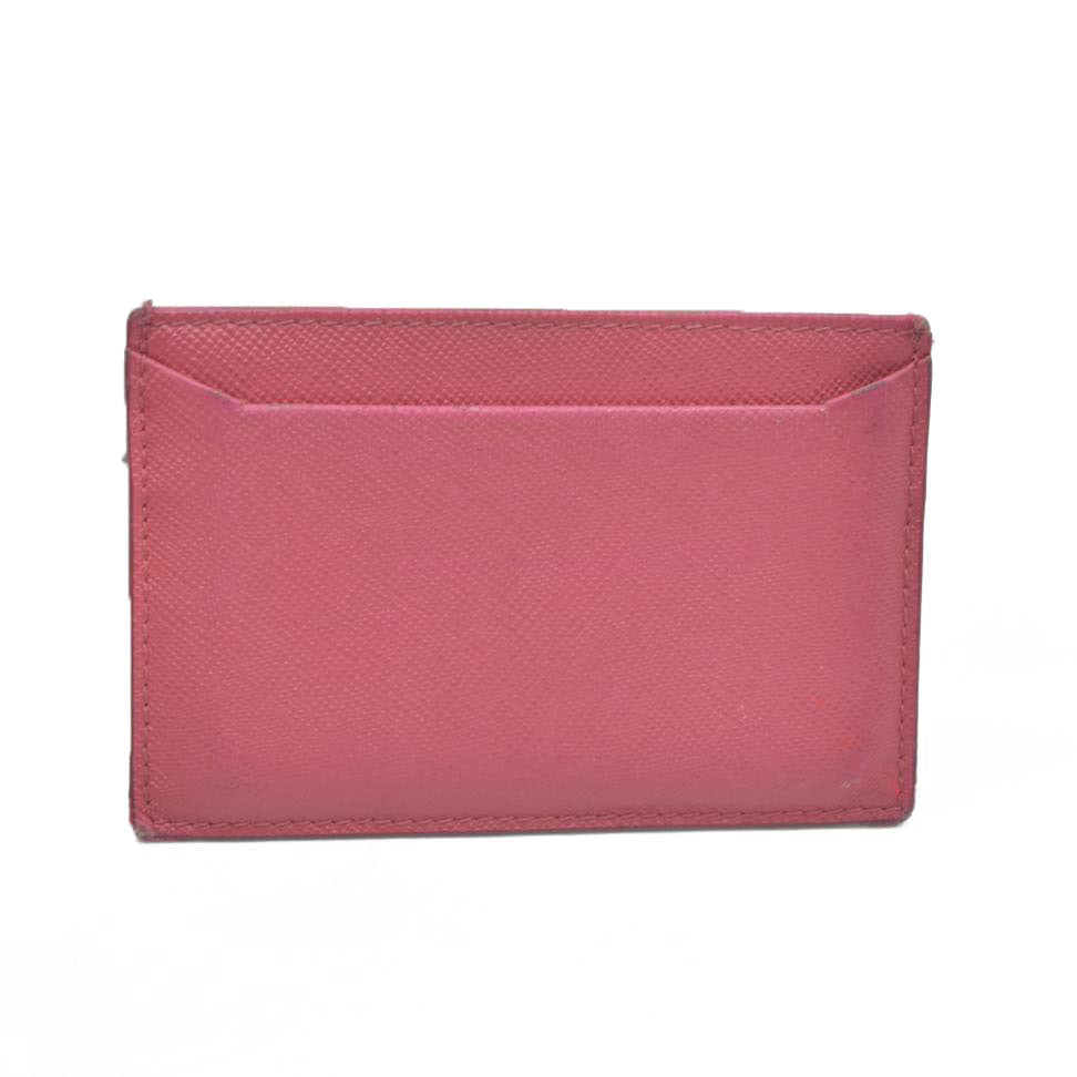 CONSIGNMENT Prada Prada Pink Saffiano Metal Leather Logo Card Holder