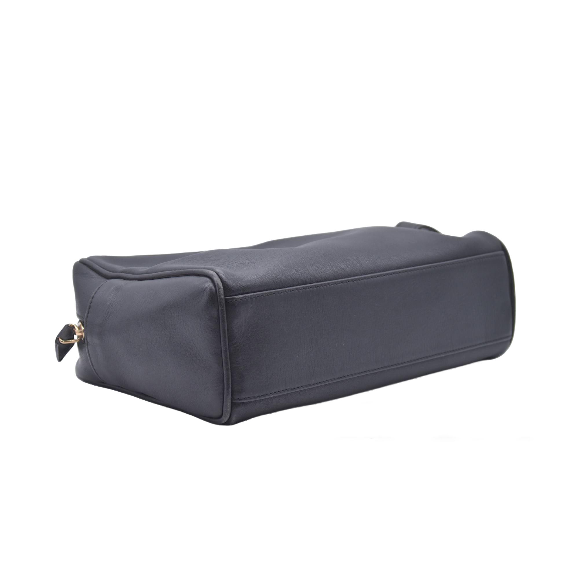 $650 LOEWE Smooth Calfskin Anagram Square Plaque Cosmetic Case Black CONSIGNMENT 10021216