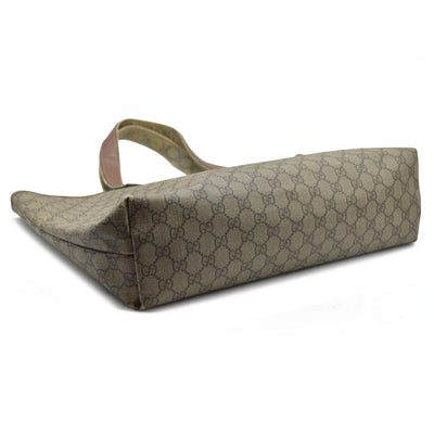 $1490 Gucci GG Plus Monogram Medium Signature Web Loop Tote Brown