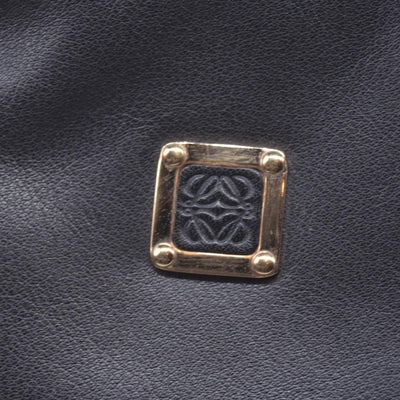 $650 LOEWE Smooth Calfskin Anagram Square Plaque Cosmetic Case Black CONSIGNMENT 10021216