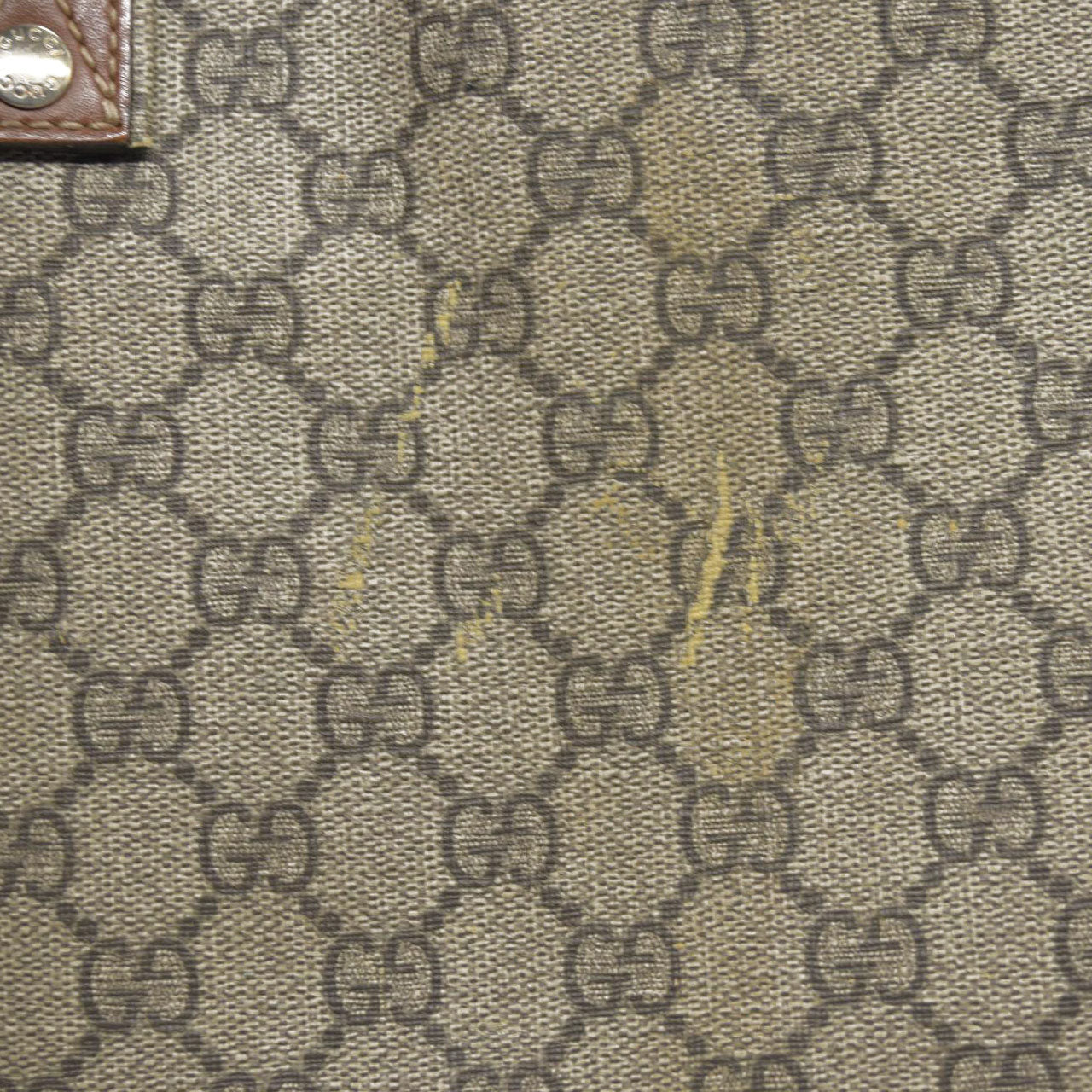 $1490 Gucci GG Plus Monogram Medium Signature Web Loop Tote Brown