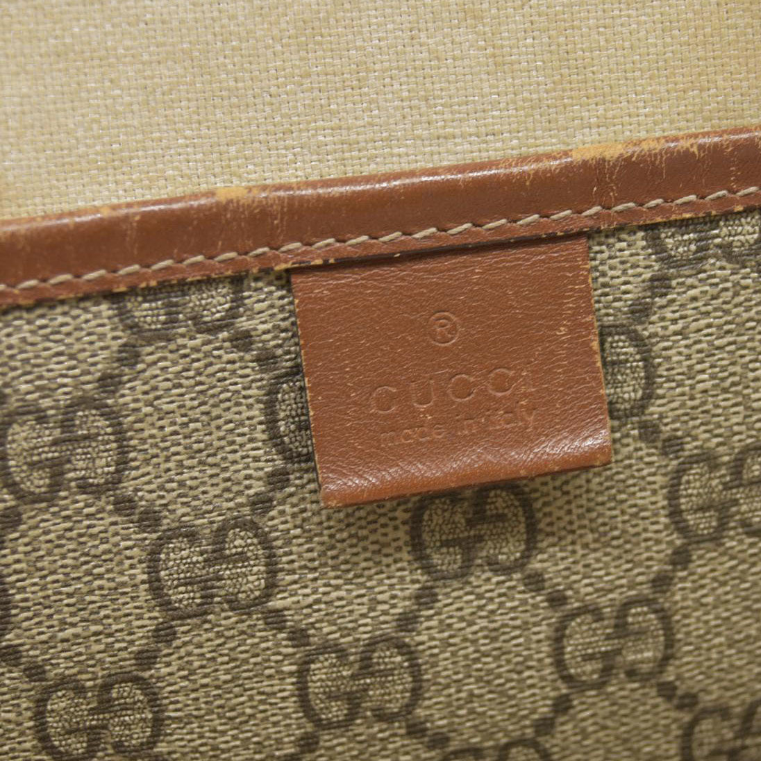 $1490 Gucci GG Plus Monogram Medium Signature Web Loop Tote Brown
