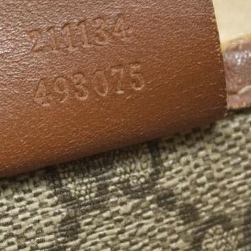 $1490 Gucci GG Plus Monogram Medium Signature Web Loop Tote Brown