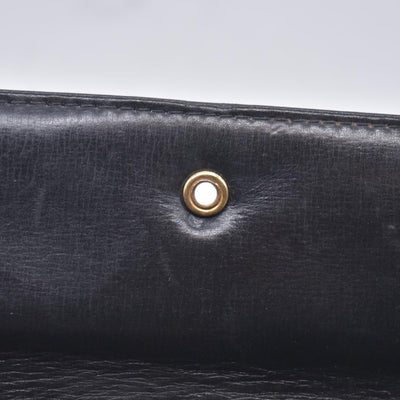 $1450 GUCCI Calfskin Vintage Interlocking GG Chain Flap Clutch Bag Black CONSIGNMENT 10021223