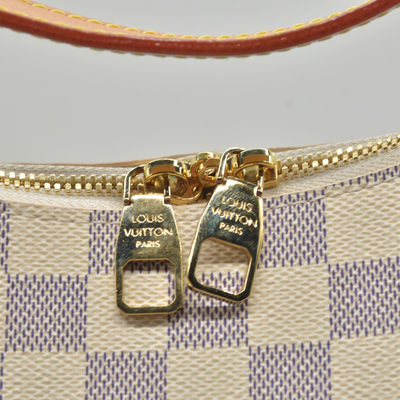 $2740 Louis Vuitton Damier Azur Slouchy MM Rose Ballerine