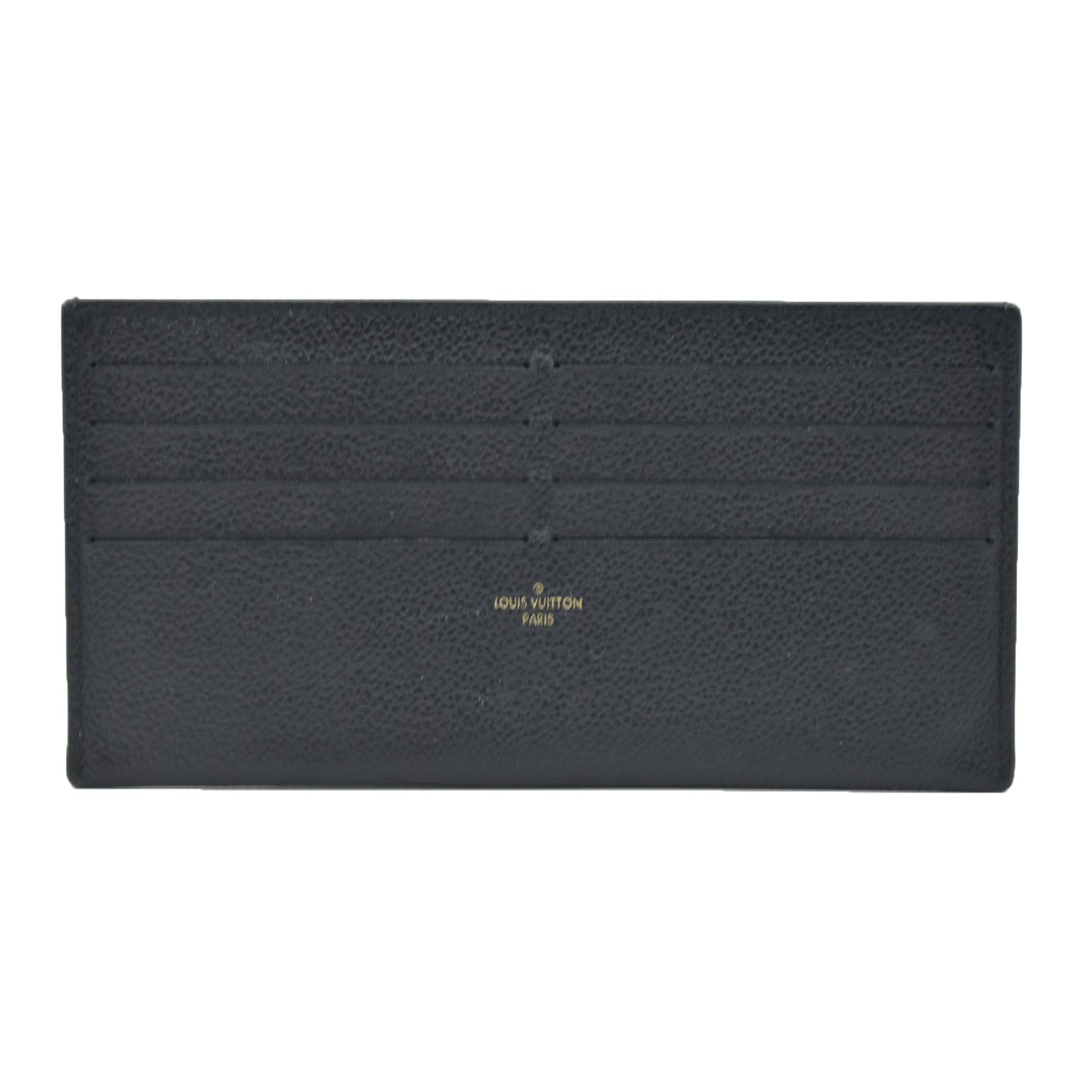 $440 Louis Vuitton  Calfskin Felicie Chain Wallet Card Holder Insert Black