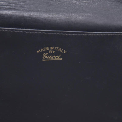 $1450 GUCCI Calfskin Vintage Interlocking GG Chain Flap Clutch Bag Black CONSIGNMENT 10021223