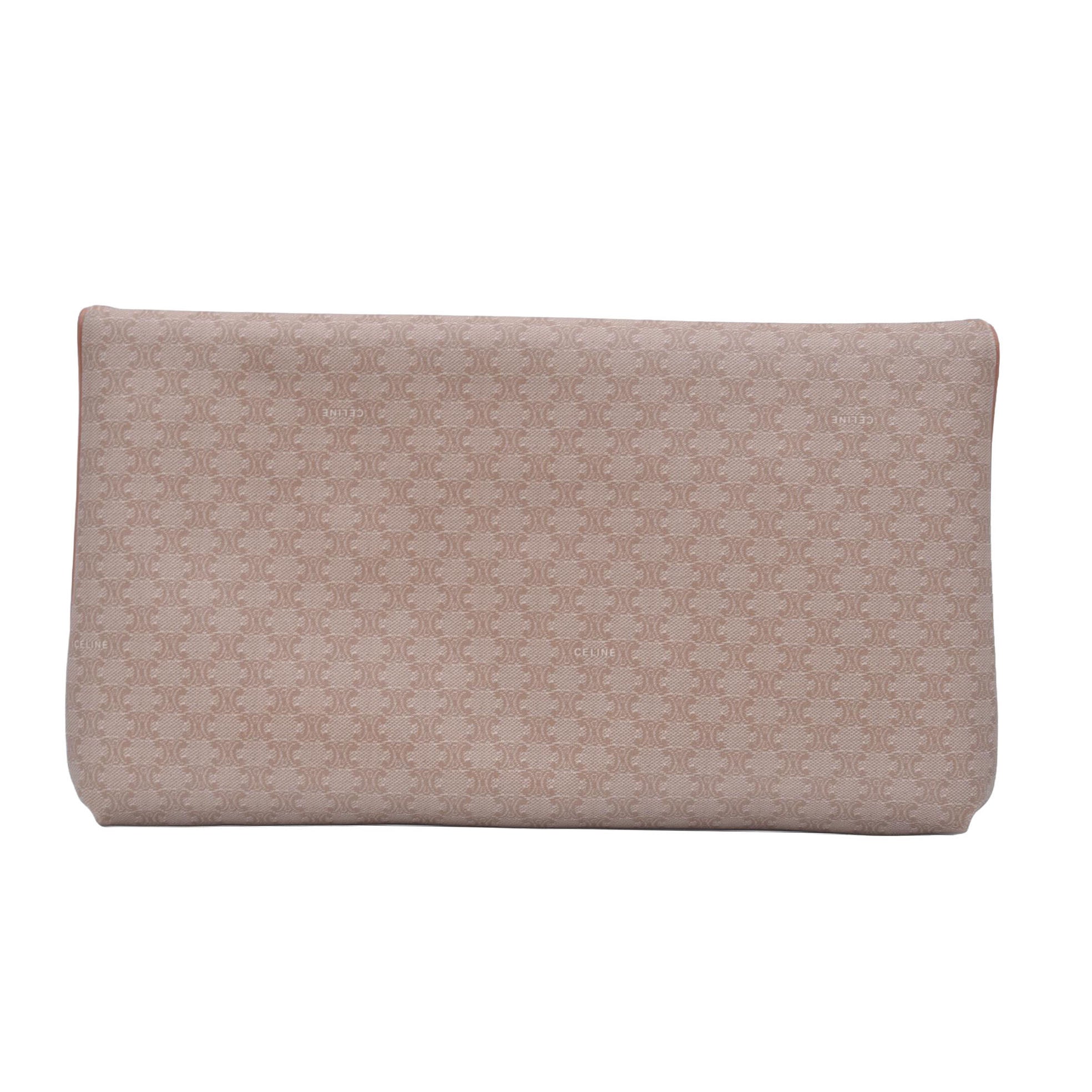 CELINE Macadam Coated Canvas Flap Clutch Shoulder Bag Tan CONSIGNMENT 10021233