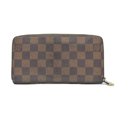 $915 2012 Louis Vuitton Damier Zippy Zip Around Long Wallet Purse Brown* CA1162