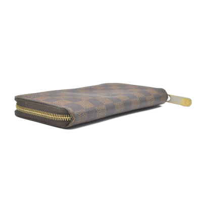 $915 2012 Louis Vuitton Damier Zippy Zip Around Long Wallet Purse Brown* CA1162