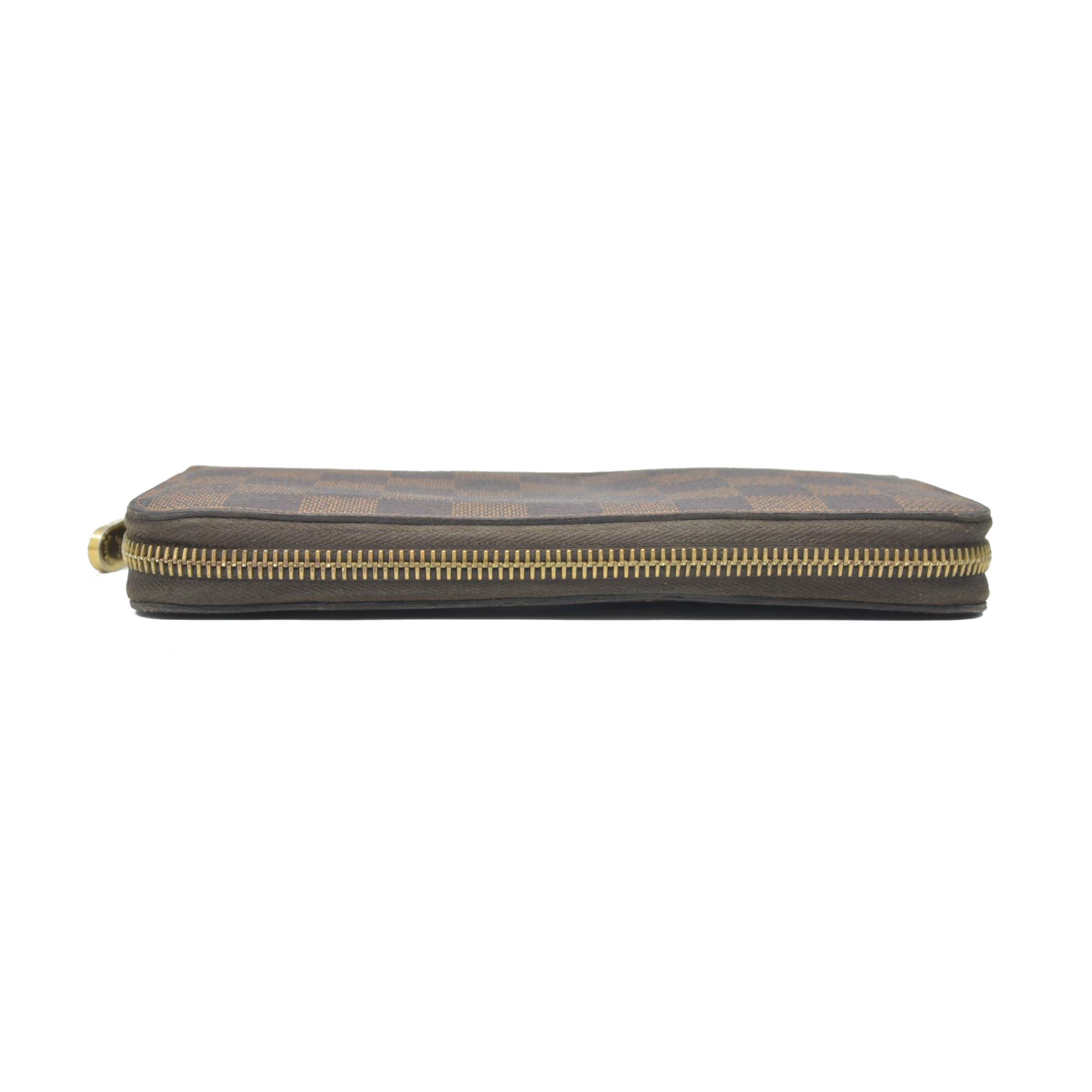 $915 2012 Louis Vuitton Damier Zippy Zip Around Long Wallet Purse Brown* CA1162