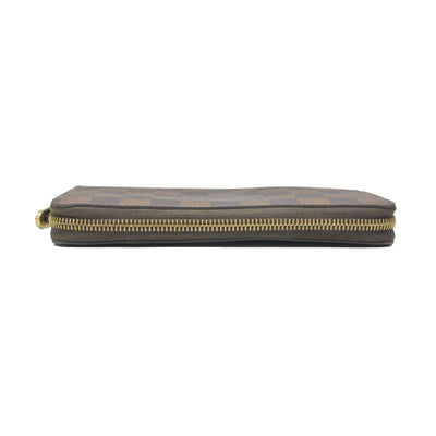 $915 2012 Louis Vuitton Damier Zippy Zip Around Long Wallet Purse Brown* CA1162