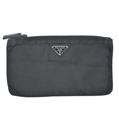$650 PRADA Logo Plate Nylon Cosmetic Pouch Bag Black