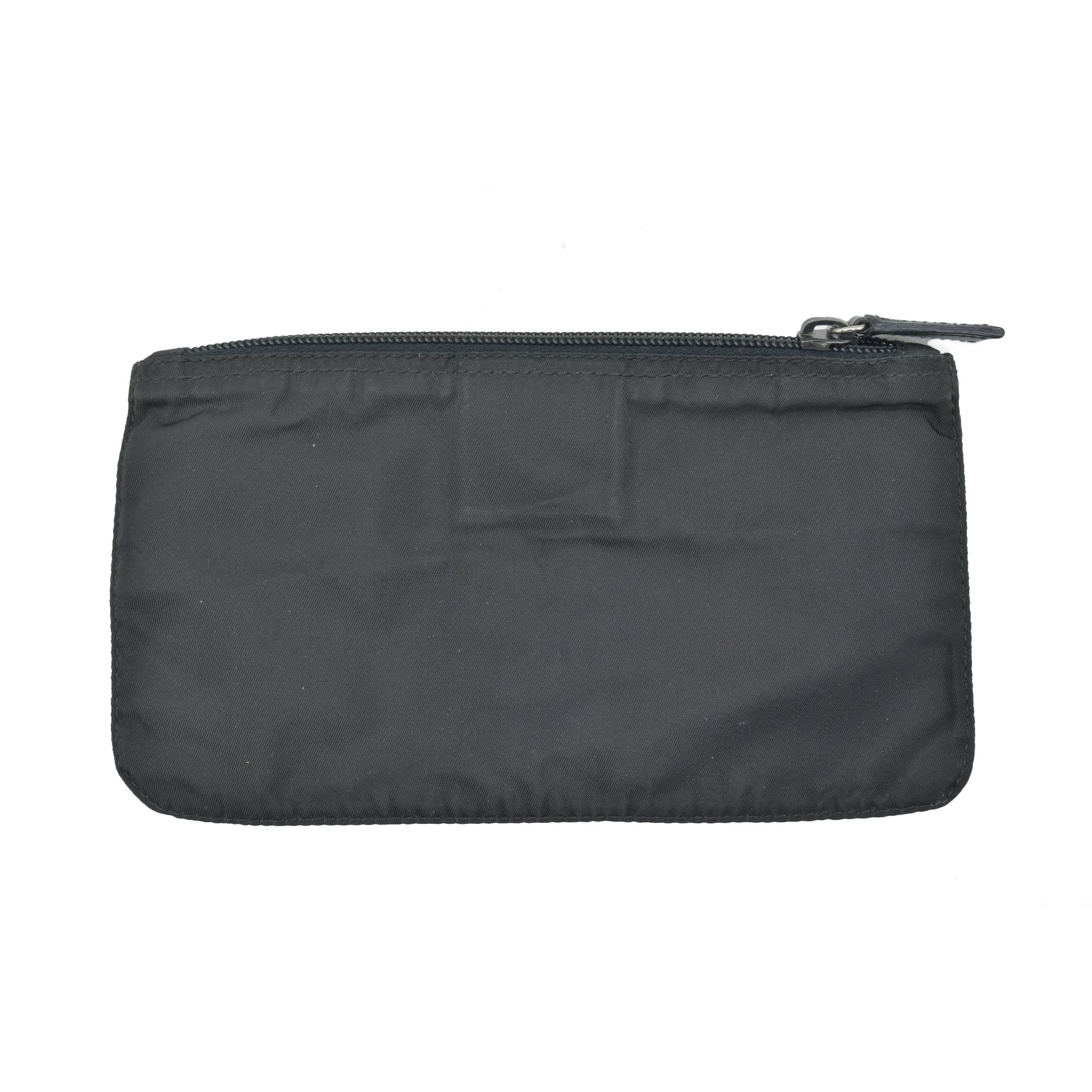 $650 PRADA Logo Plate Nylon Cosmetic Pouch Bag Black